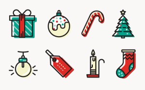 8 Minimal Christmas Icons Vector