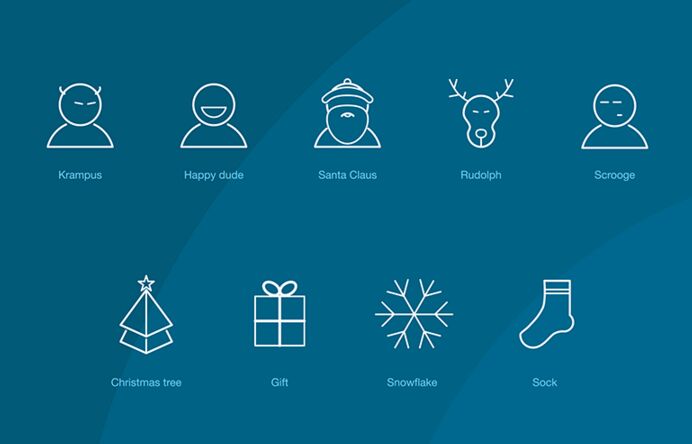 9 Christmas & New Year Line Icons Vector