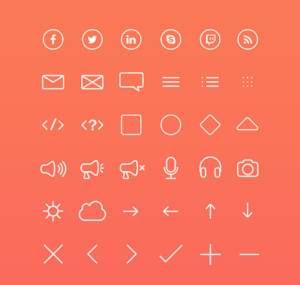 36 Web & Social Line Icons PSD