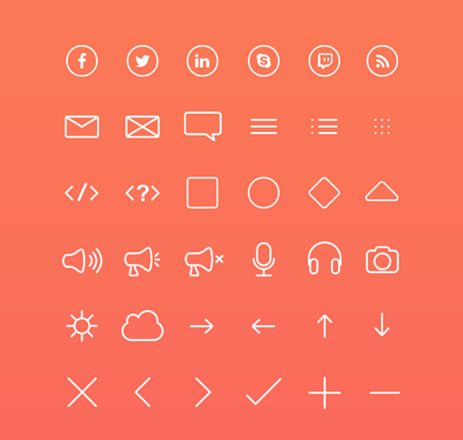 36 Web & Social Line Icons PSD