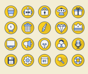 20 Rounded Long Shadow Icons