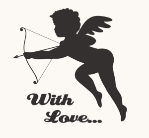 Cupid With Love Vector Silhouette