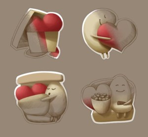 4 Valentine's Day Stickers PSD