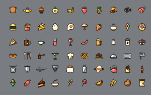 60 Food Fill Icons Vector