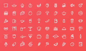 60 Food Line Icons Vector