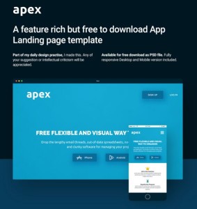 Apex Mobile App Download Landing Page Template PSD