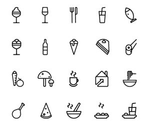 20 Restaurant Line Icons Vector