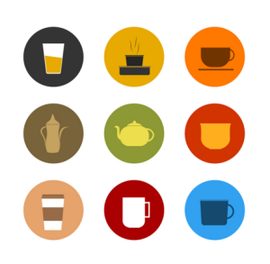 Flat Round & Square Drinks Icons Vector