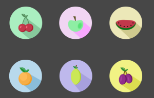 6 Super Flat Fruit Icons PSD