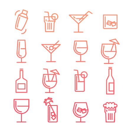 Birthday Drinks Line Icons Vectro