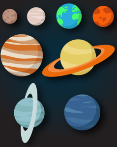 Flat Solar System Planets Vector