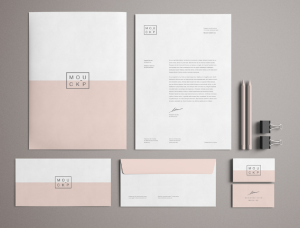 High Solution Pink Branding Stationery Mockup PSD