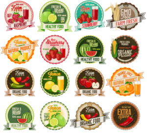 Organic Fruit Label Set Vector