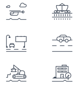 Transport and Industry City Line Icon Set Vector