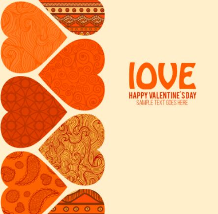 Retro Valentine's Day Love Hears Vector