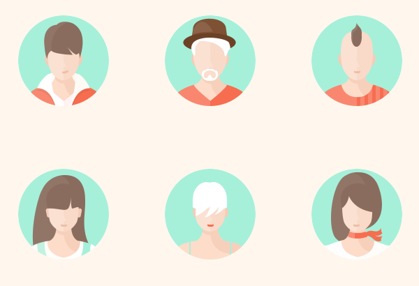 6 Flat Avatars PSD