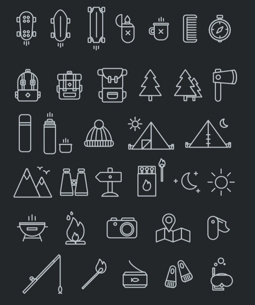 40+ Camping Icons Pack Vector