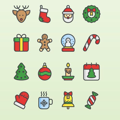 16-flat-christmas-icons-vector