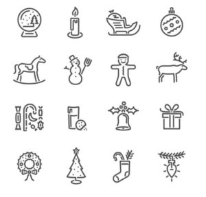 16-minimal-clean-christmas-line-icons-vector