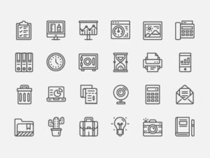 24 Office Line Icons ( AI, SVG, PNG)