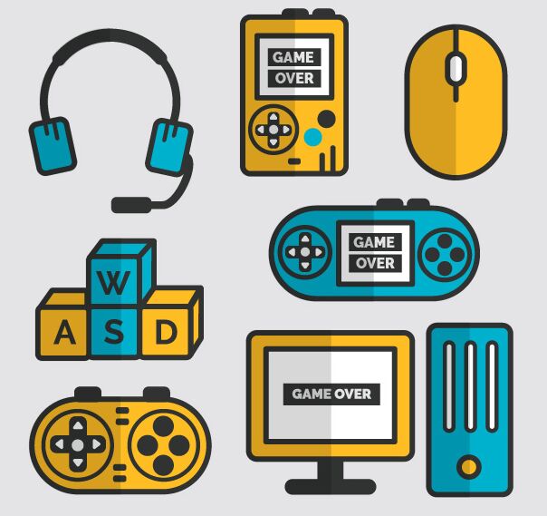 Flat Video Game Vector Elements