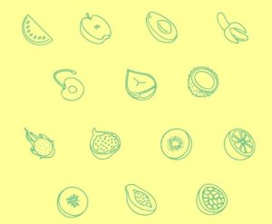 20 Minimal Fruit Line Icons SVG