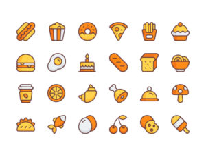 24 Colored Food Vector Icons