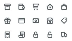 15 Simple E-Commerce Line Icons Vector