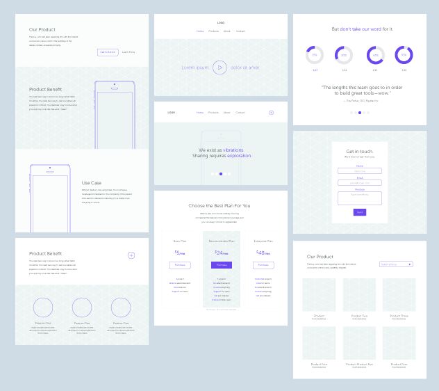 Minimal Web Wireframe Template Vector