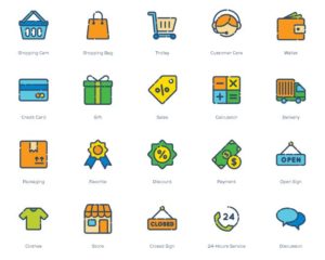 20 Colorful Shopping Icons (PNG+SVG+Vector)