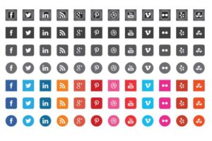 12 Flat Style Social Icons Vector