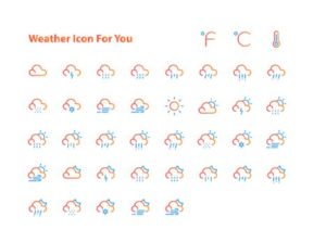 40 Thin Line Weather Icons Vector