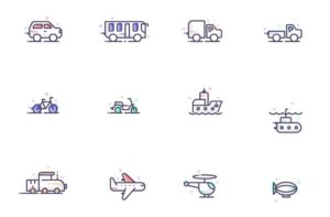 12 Transportation Icons Vector