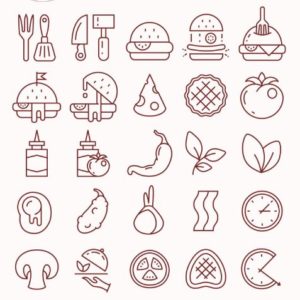 25 Food Line Icons Vector