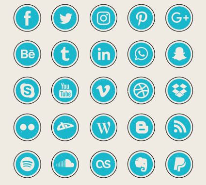 25 Rock Textured Social Icons Vector