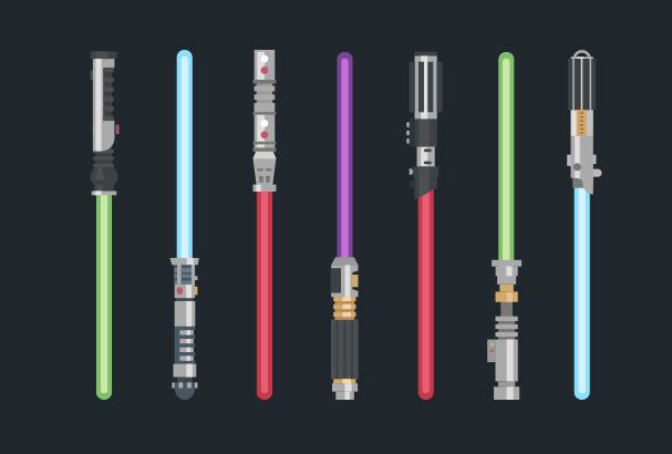 Star Wars Blaster & Lightsaber Vector Set