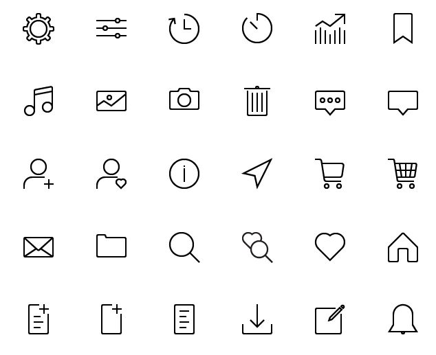 45 Thin Line UI Icons (AI+PSD+SVG)