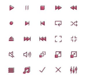 Media Player Line Icon Set Vector