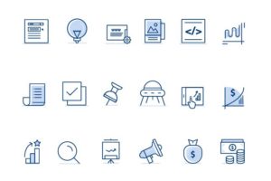 18 Marketing & Business Line Icons PSD