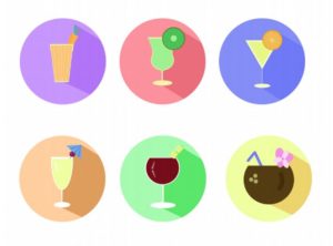 6 Flat Summer Drink Icons PSD