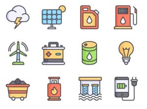 12 Colorful Energy Icons Vector