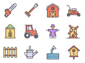 12 Colorful Farm Icons Vector