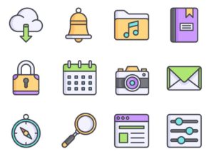 12 Flat Colorful UI Icons Vector