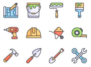 12 Flat Construction Icons Vector