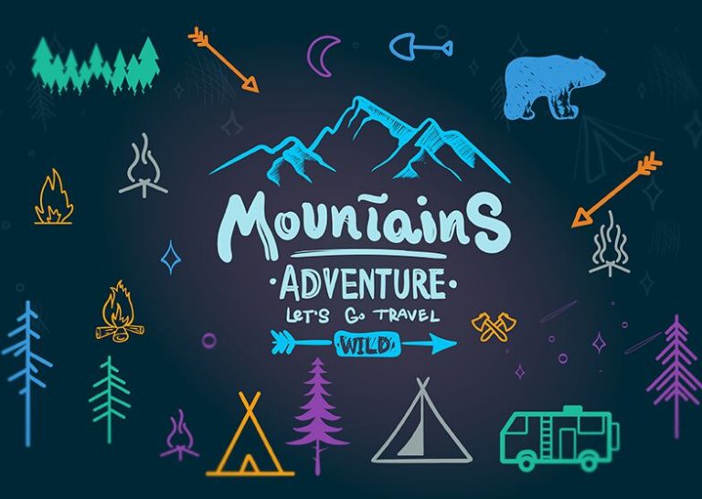 Colorful Camping Icons Vector