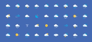 36 Flat Weather Icons (AI+PSD)