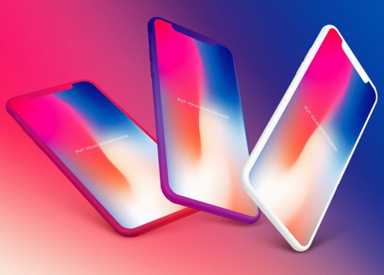 3 Colors iPhone X Mockups PSD