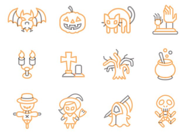 12 Lovely Halloween Icons Vector