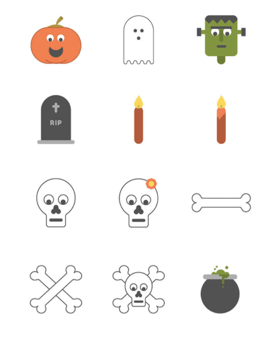 12+ Minimal Halloween Icons (AI+PNG+SVG)