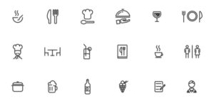 18 Restaurant Line Icons Vector